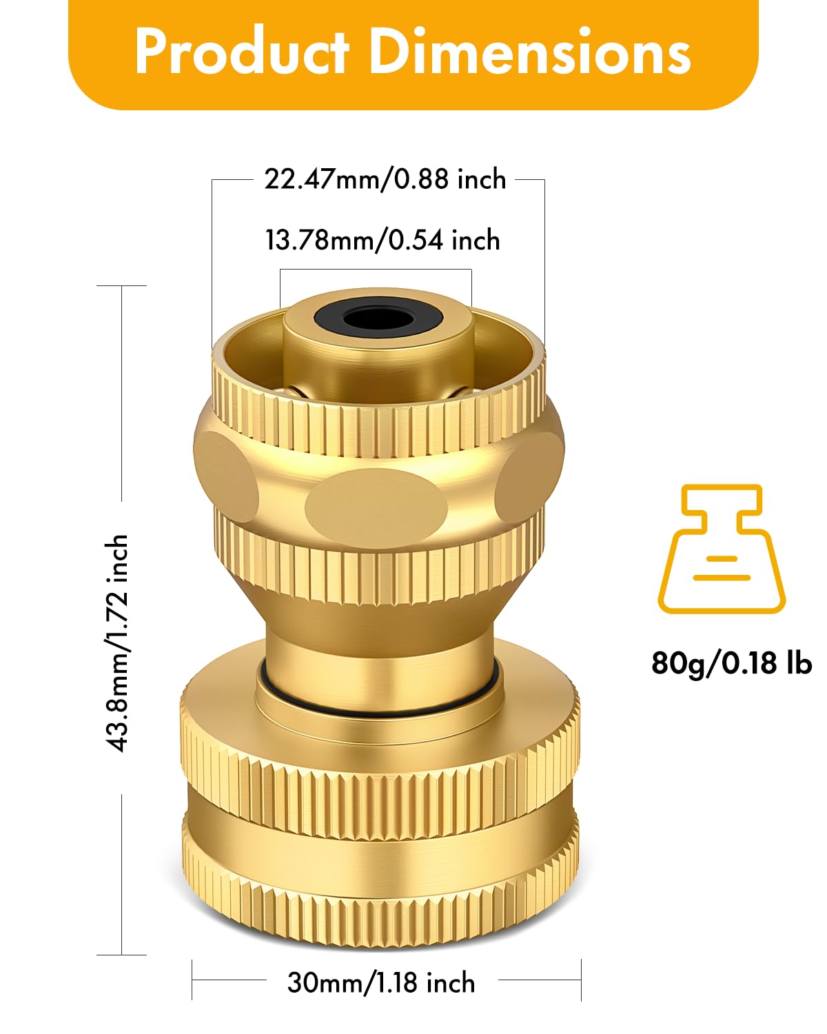 Twinkle Star Brass Hose Nozzle 3 Pack, 3/4 Inch Upgraded Heavy Duty Brass Power Nozzles, Adjustable Twist Pressure Sprayer for Garden, Patio