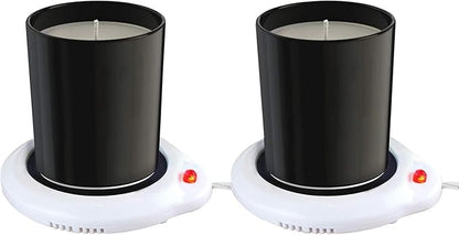 Eutuxia Candle Warmer for Home & Office, Set of 2, Great for Warming Up Cups, Coffee Mugs & Beverages on Desks Tables & Countertops. Electric Heated Plate Warms Quickly, Enjoy Hot Drinks on Cold Days