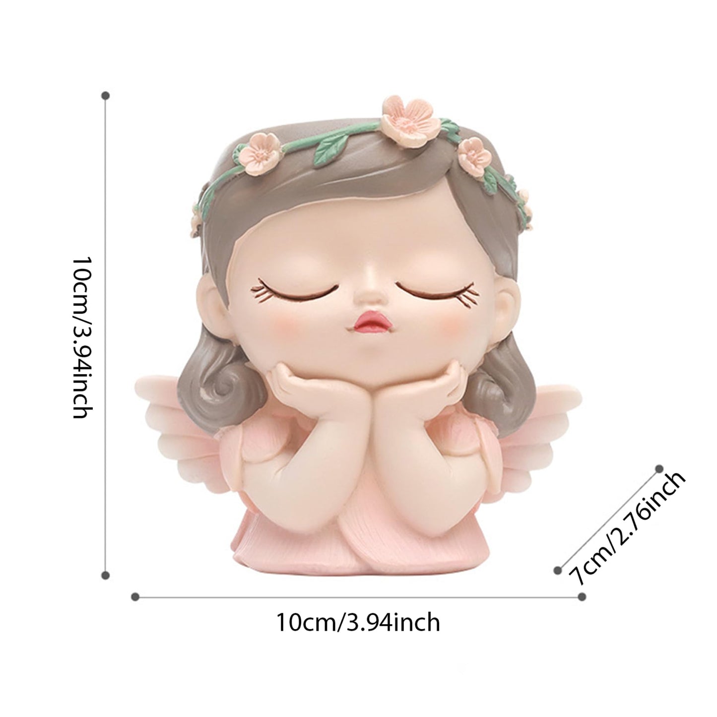 BEAHING Face Planter, Fairy Girl Face Plants Pots, Resin Waterproof Head Pot with Drainage Hole, Small Girl Face Succulent Pots for Indoor Plants Tiny Cactus (Praying)
