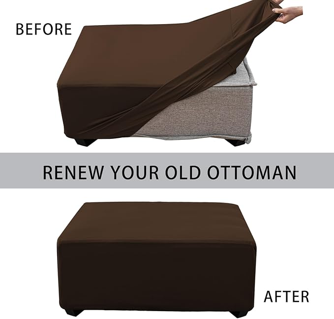 Super Stretch Ottoman Cover- Soft Form Fit Ottoman Cover Rectangular Ottoman