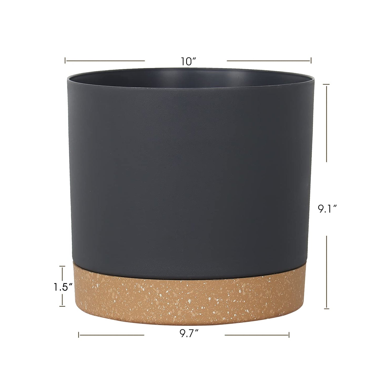 kubvici Plant Pots for Indoor Plants, 2 Pack 10 Inch Plant Pot Plastic Flower Pots Planters with Drainage Saucer for Indoor Outdoor Garden Home (10" Black)