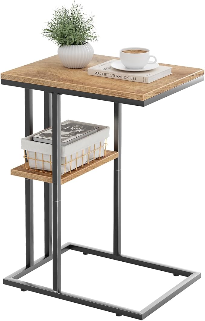 C Shaped End Table, Small Side Table