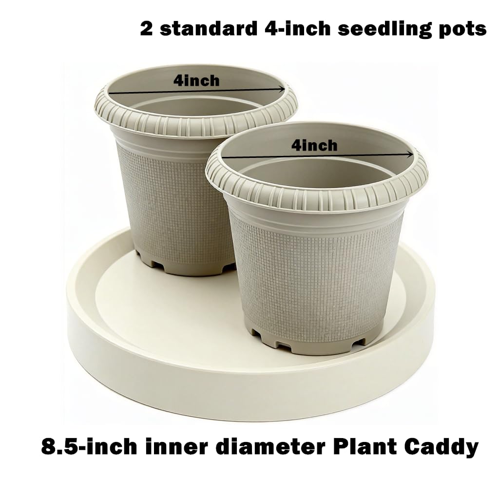 KangTeer Plant Caddy with Hidden Wheels,2-Pack 10 Inch Gray+Light Gray Rolling Plant Stand Mobile Tray, Easy Move Small & Medium Pots, Air Purifiers - Protect Hardwood & Tile Floors