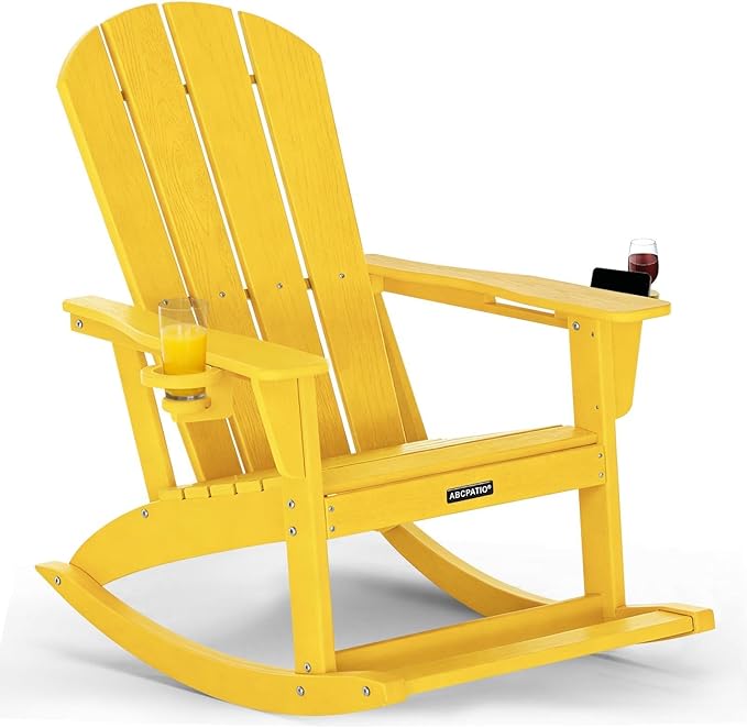 Outdoor Oversized Adirondack Rocking Chairs, All Weather HDPE Patio Rocking