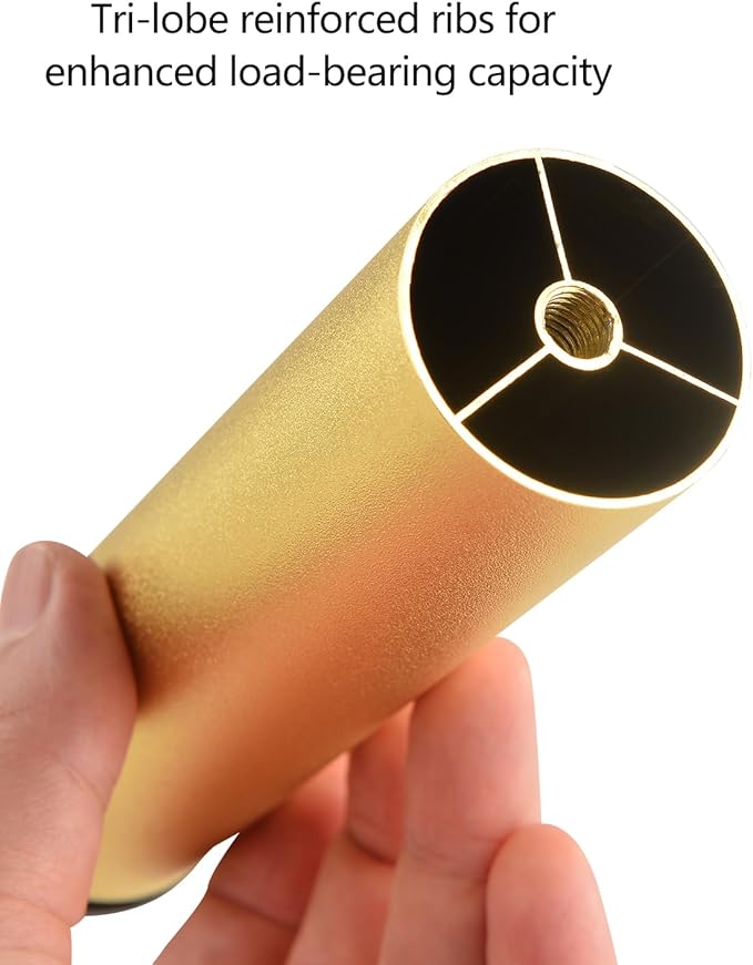 4 Pack 6 Inch Gold Metal Adjustable Furniture Risers Cylinder Legs Adjustable