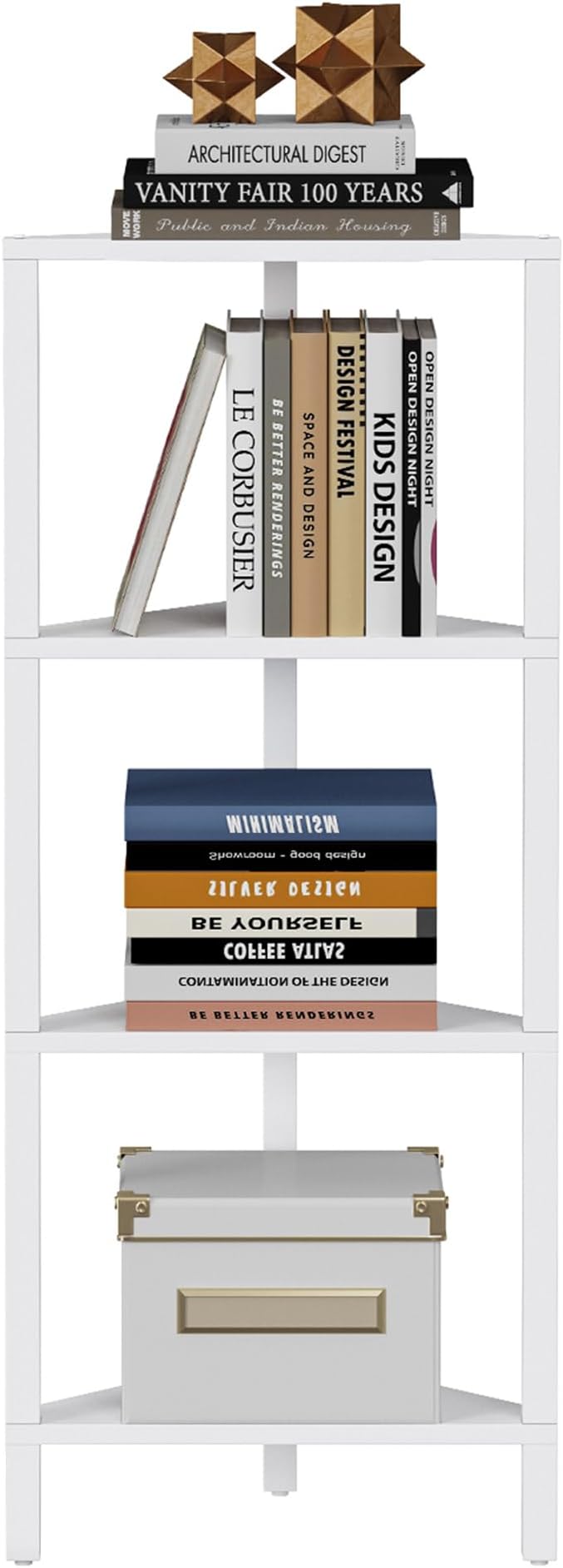 TUTOTAK Corner Shelf, 4-Tier Corner Bookshelf