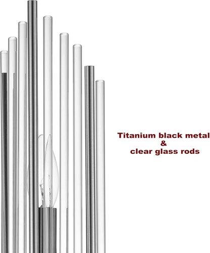 2-Light Modern Wall Sconce Titanium Black Metal with Clear Class Crystal Vanity Wall Sconce Lighting for Bedroom Living Room Bathroom Light Fixtures Set of 2