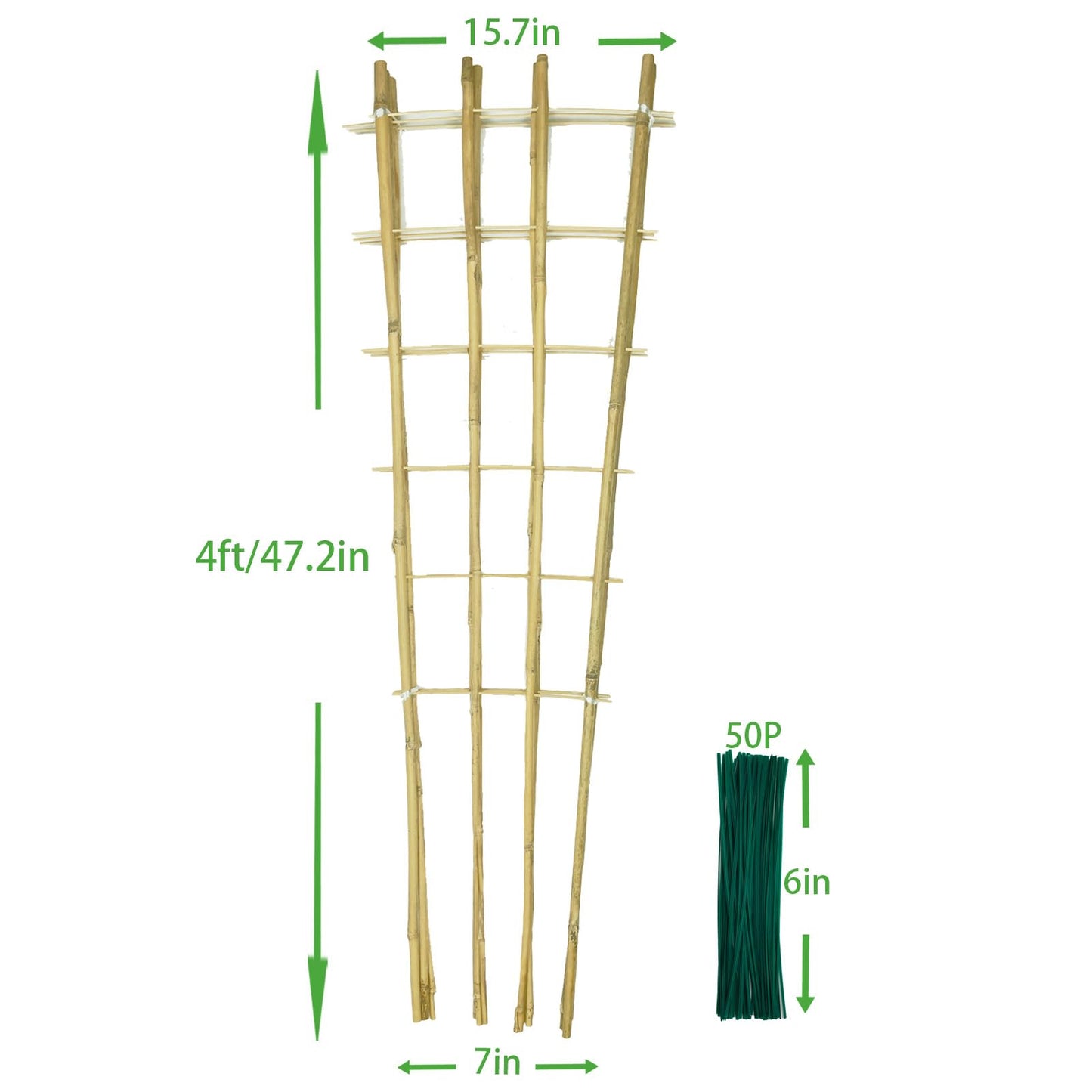 Natural Bamboo Trellis, 4Feet,3Pack,Fan-Shaped Plant Support Trellis for Outdoor and Indoor Potted Climbing Plants,Vegetables, Cucumber, Tomato, Hoya,