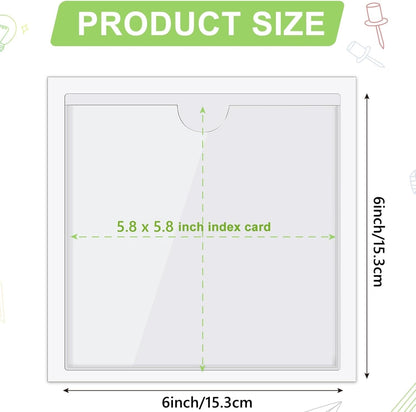 Outus 100 Pcs Clear Self Adhesive Pockets - Bin Labels for Storage Bins, Pocket Label Sleeves, Plastic Index Card Holder with Top Open for Organizing Bins Box Drawer(6 x 6 Inch)