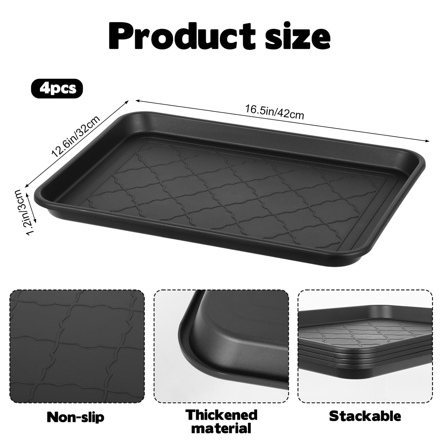 Zoketriton 4 Pack Nursery Potting Trays, Plastic Seedling Starter Tray with No Drain Holes Reusable Easy Watering Flat Garden Plant Growing Tray for Planting Indoor Greenhouse Germination