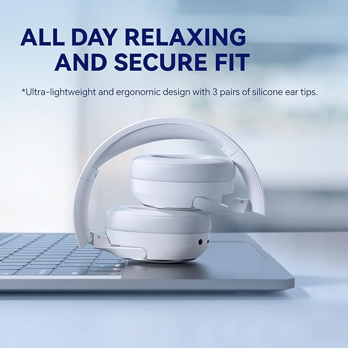 TONEMAC H2 Wireless Headphones,Over Ear Bluetooth Headphones,50H Playtime,Wireless Headset with Mic,Foldable Lightweight Bluetooth Headset with Deep Bass,HiFi Stereo Sound for Travel Work Smartphone