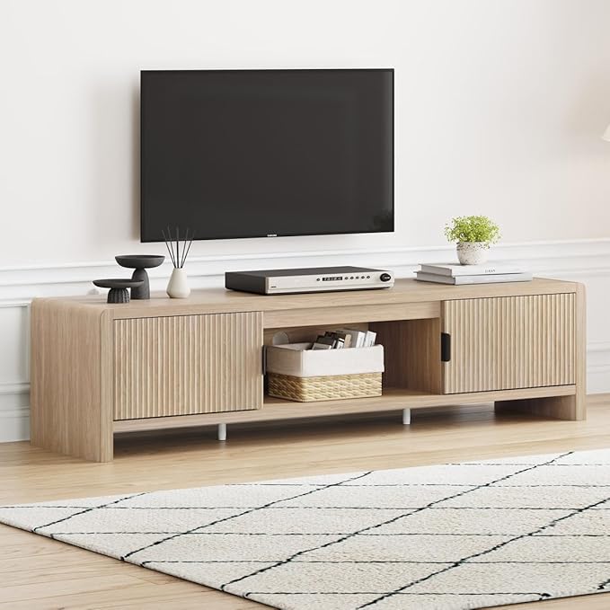 FATORRI TV Stand for TVs up to 75/65/55 Inch, Wood Entertainment Center