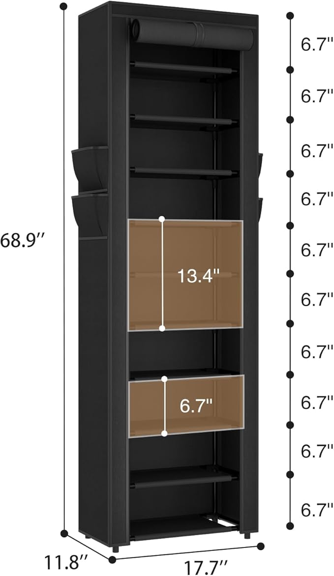 ROJASOP Shoe Rack with Covers 10 Tier Large Shoe Organizer Tall Shoe Closet