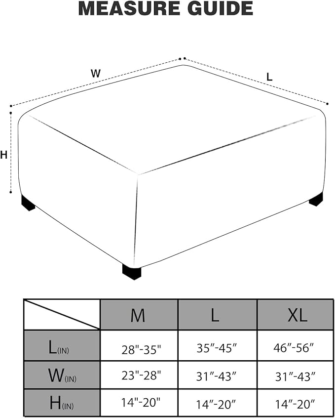 NeColorLife Ottoman Cover Rectangle Oversize Slipcover Stretch Footrest Stool