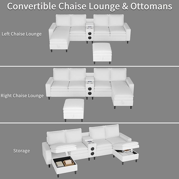Sectional Couches for Living Room, 4 Seat Sectional Sofa