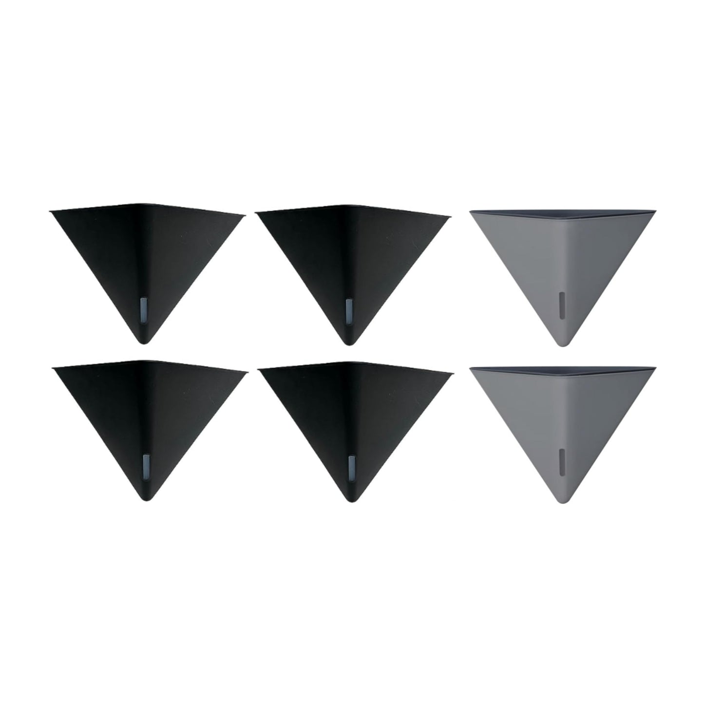 LaLaGreen Bundle - 12" x 4 Pack Black + 12" x 2 Pack Gray Large Self Watering Geometric Hanging Flower Vase Vessel with Metal Hanger, Modern Stylish Wall Mounted Succulent Pot Holder Decor