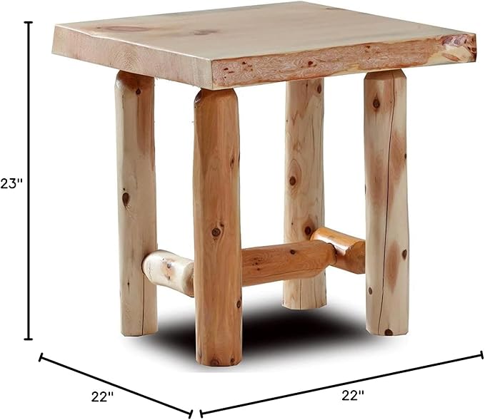 SRL Rustic Log End Table Pine & Cedar – Small Indoor End Table, Wood End Table