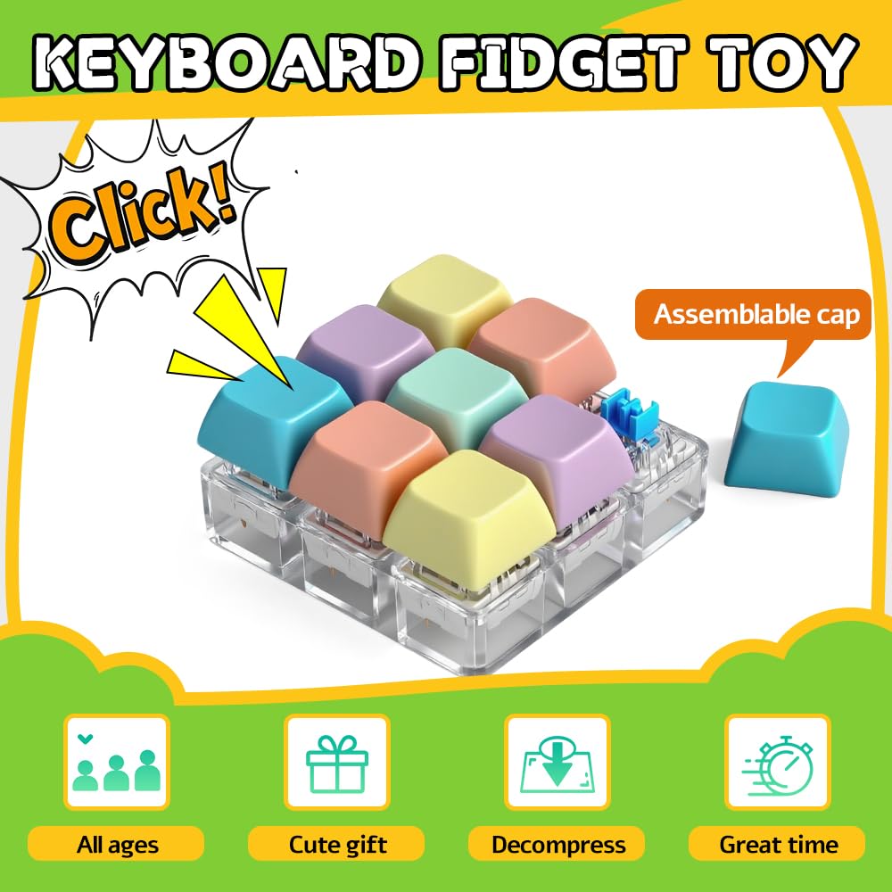 Fidget Toys Set for Adults, Sensory Pack with Fidget Spinner, Robot Spinner, Keyboard Clicker Toy, Fidget Pad, Stress Relief Desk Gadget for Office Classroom, for Boy Friend