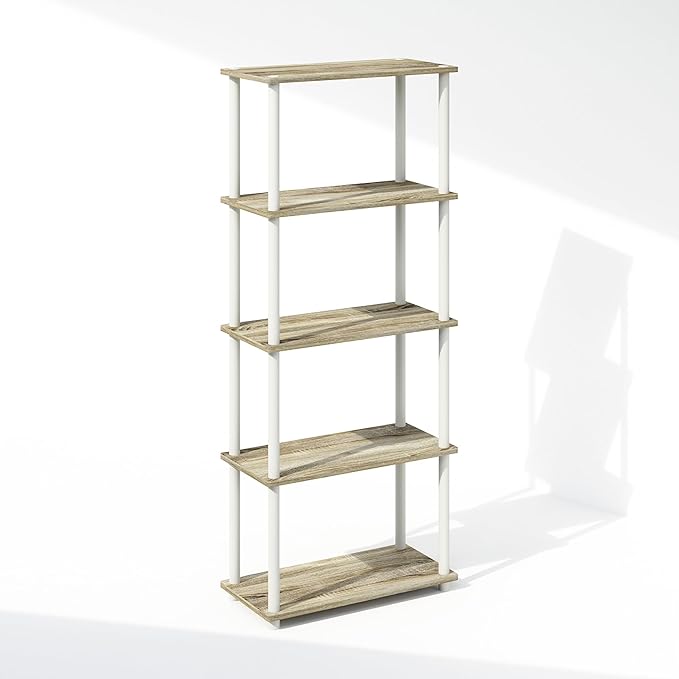 Furinno Turn-N-Tube Book Shelf, 5-Tier Bookshelf, Bookcase