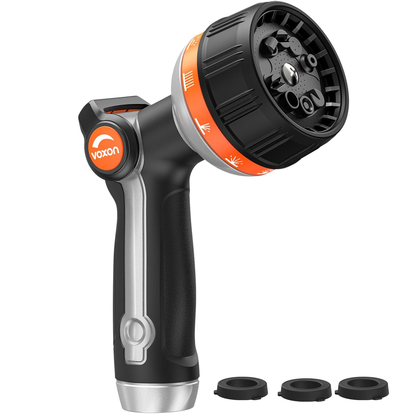 VOXON Hose Nozzle Heavy Duty 10 Spray Patterns - Metal Garden Water Hose Sprayer with Thumb Flow Control | On Off Valve, Nozzle Sprayer for Lawn & Plant Watering, Car & Pet Washing