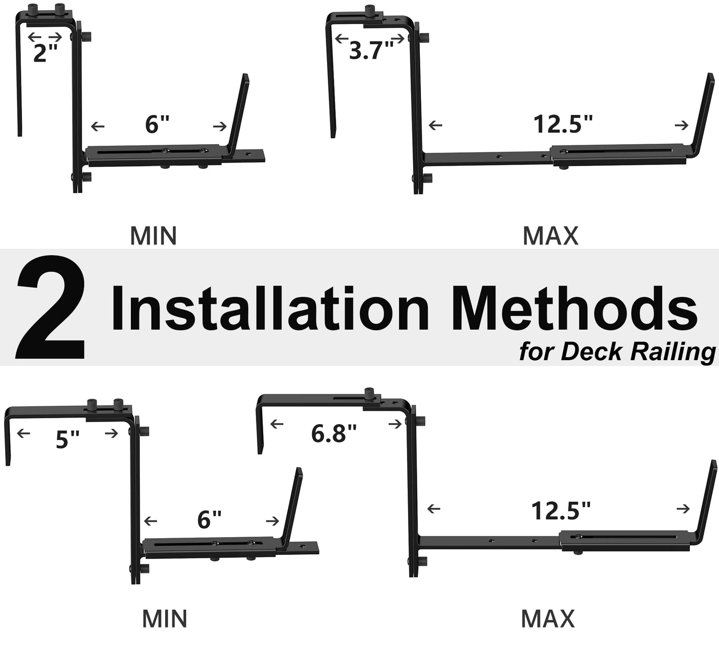 Y&M 6 PCS Adjustable Window Box Brackets for Planter Box, Heavy Duty Wall Mounted Hooks Hangers for Flower Baskets Holder Durable, Hanging Brackets for Fence Patio Garden Balcony