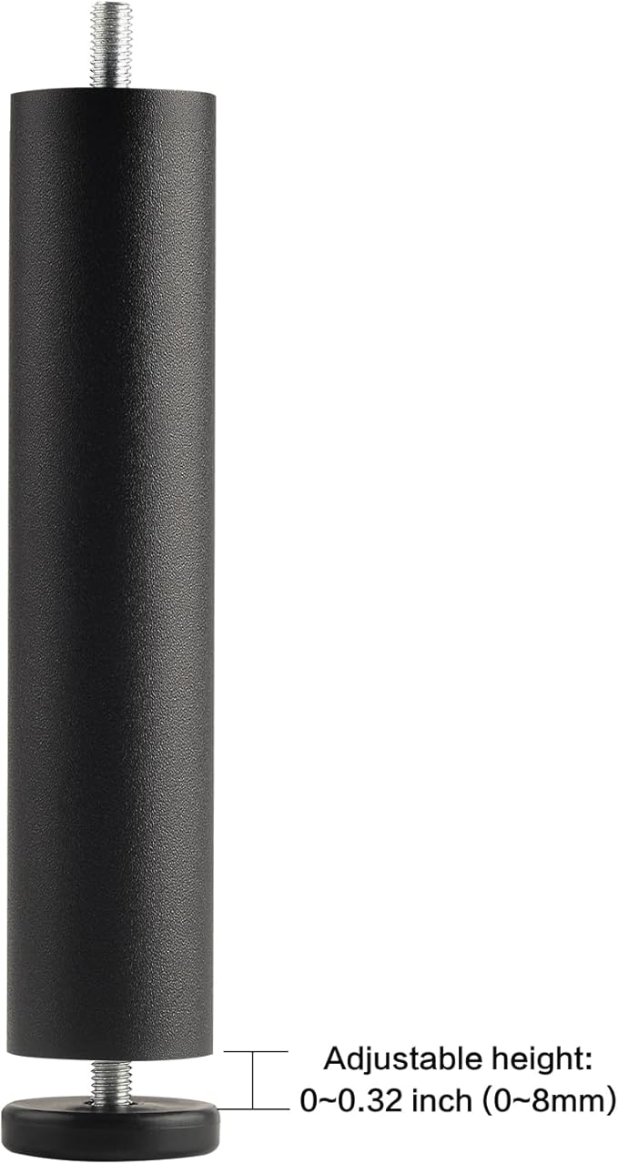 Bed Support Legs Replacement Black 8 Inch Metal Cylinder Legs
