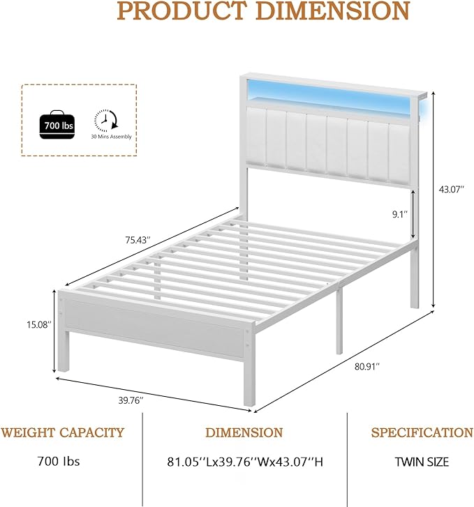 Furnulem Twin Size Bed Frame