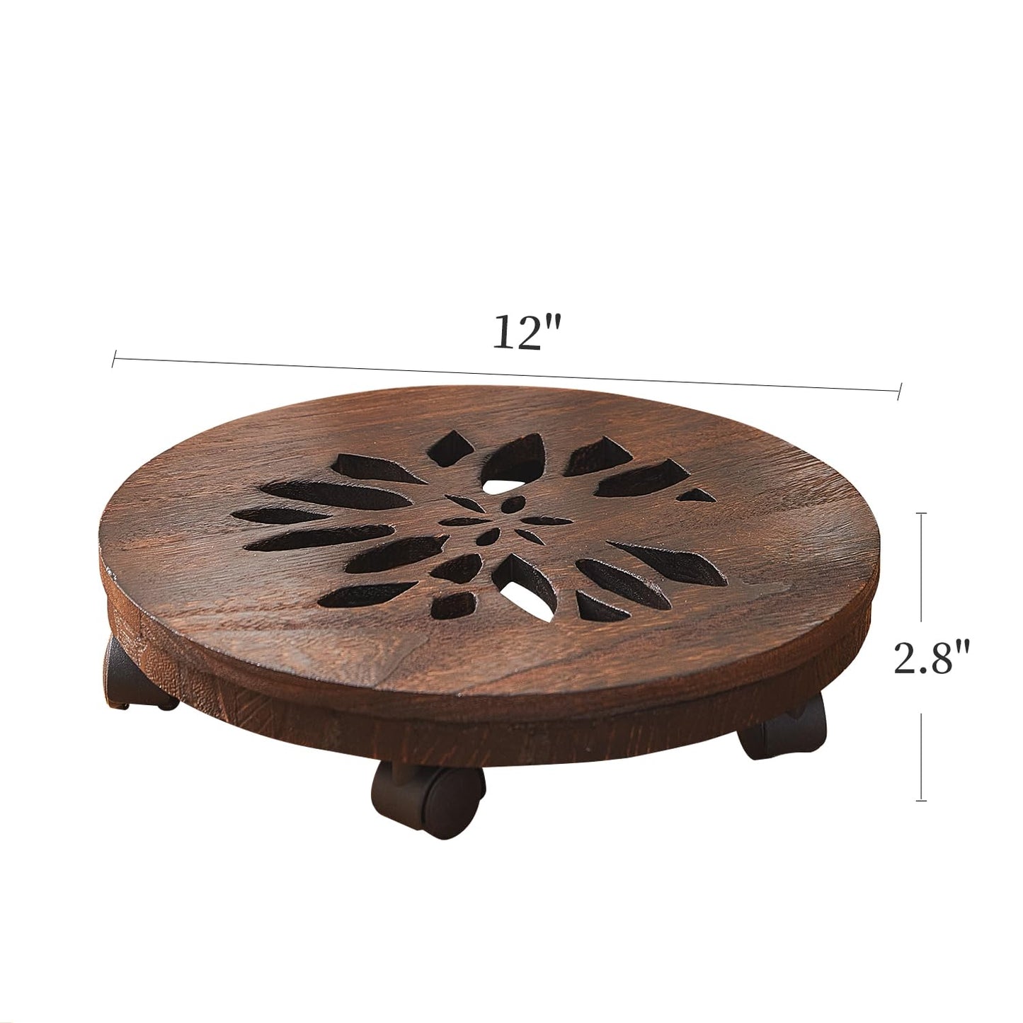 GZQWDC Wood Plant Stand Indoor,Plant Caddy with Lockable Wheels,Pot Stand,Rolling Plant Stand with Casters，Plant Dolly with Wheels ,Low Heavy Duty Plant Base with Wheels
