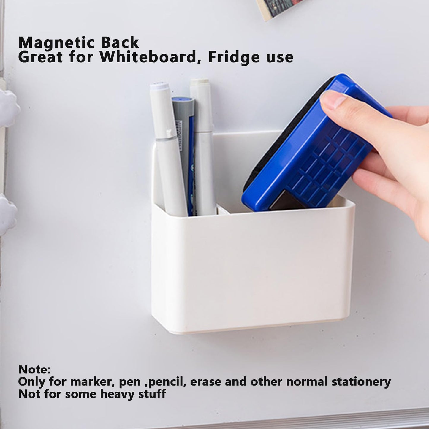noonebutyou 4-in-1 Magnetic Marker Holder - Dry Erase, Wall Mount, Self-Adhesive Pen Holder for Whiteboard, Fridge, Home Office, School (White)