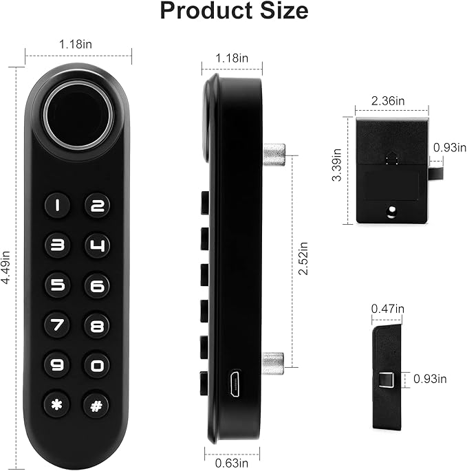 Fingerprint Cabinet Lock, Smart Electronic Cabinet Locks, Combination Password