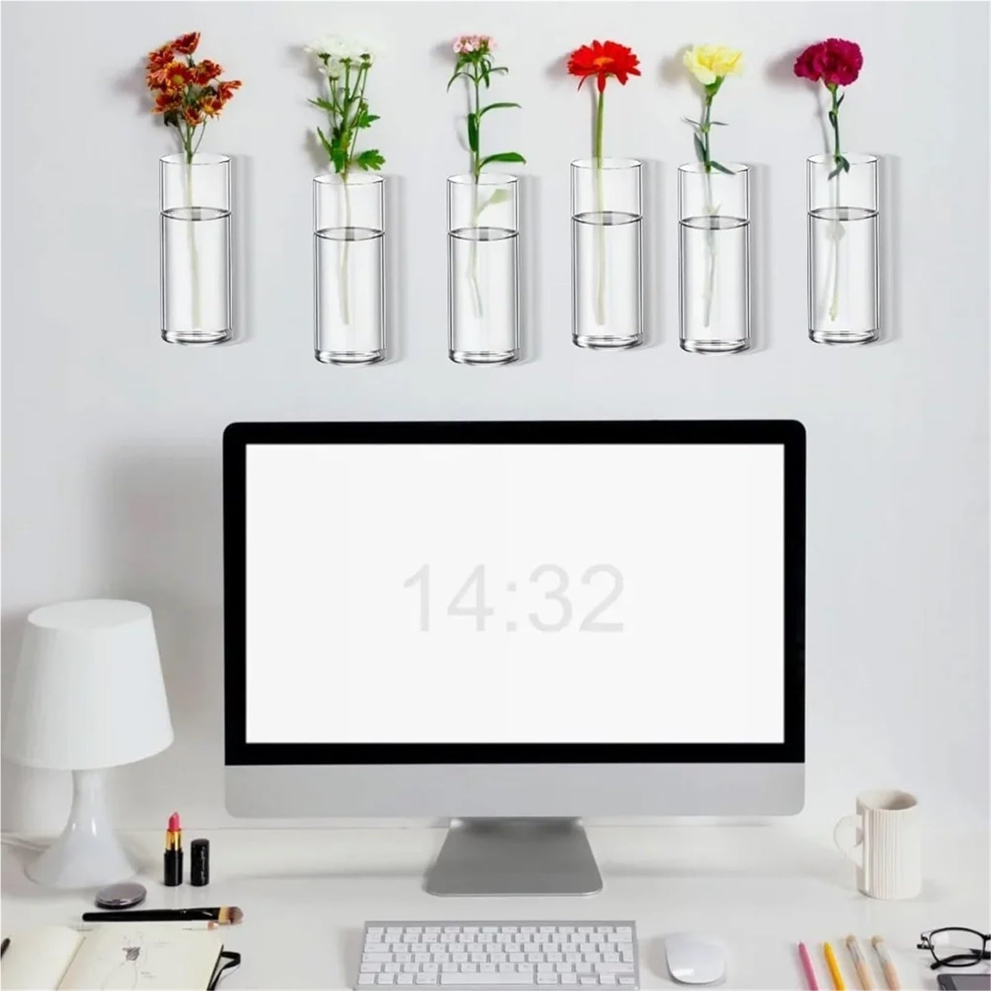 Glass Vase Vase 3Pack Wall Hanging Glass Planters Plant Terrarium Plants Holders Air with Plastic Invisible Traceless Hangers(3Pcs Large)