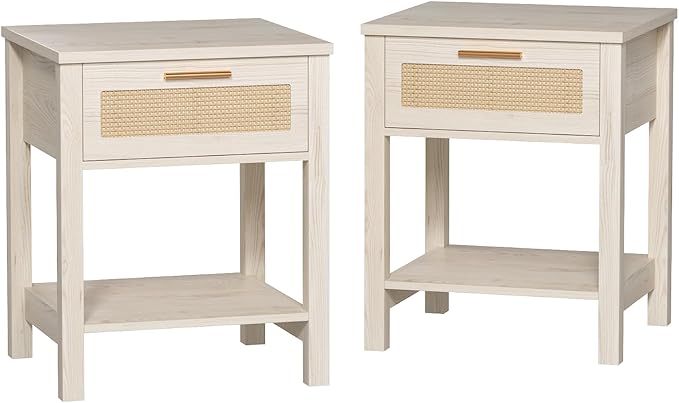 Set of 2 Nightstands, Modern End Table