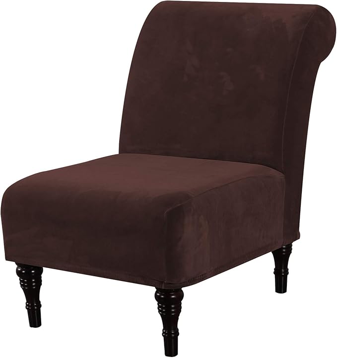 H.VERSAILTEX Armless Accent Chair Covers Thick Velvet Armless Chair Slipcovers
