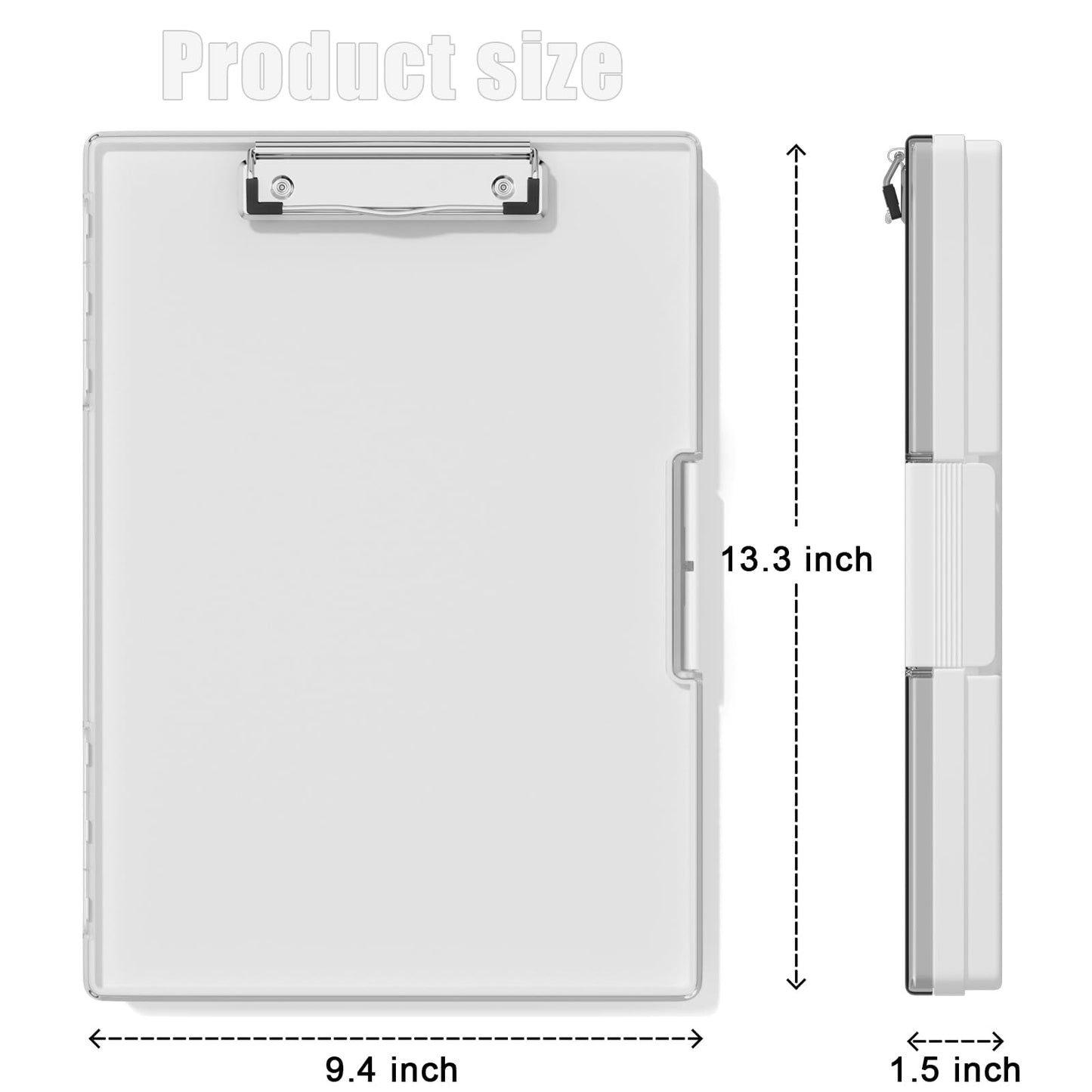 Hongri Clipboard with Storage, White 8.5 x 11 Folder Nursing Side Opening, Heavy Duty with Dual Compartment, Smooth Writing for Teachers, Classroom, Size 13.3 x 9.4 x 1.5 in, Office & School Supplies