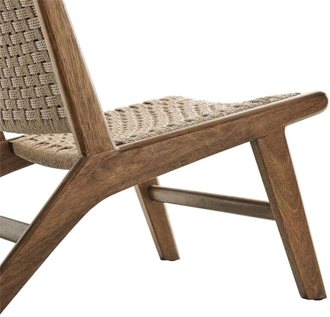 Modway Saoirse Woven Rope Wood Accent Lounge Chair in Walnut Natural