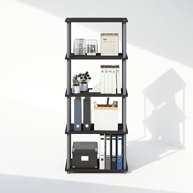 Furinno Turn-N-Tube Book Shelf, 5-Tier Bookshelf, Bookcase
