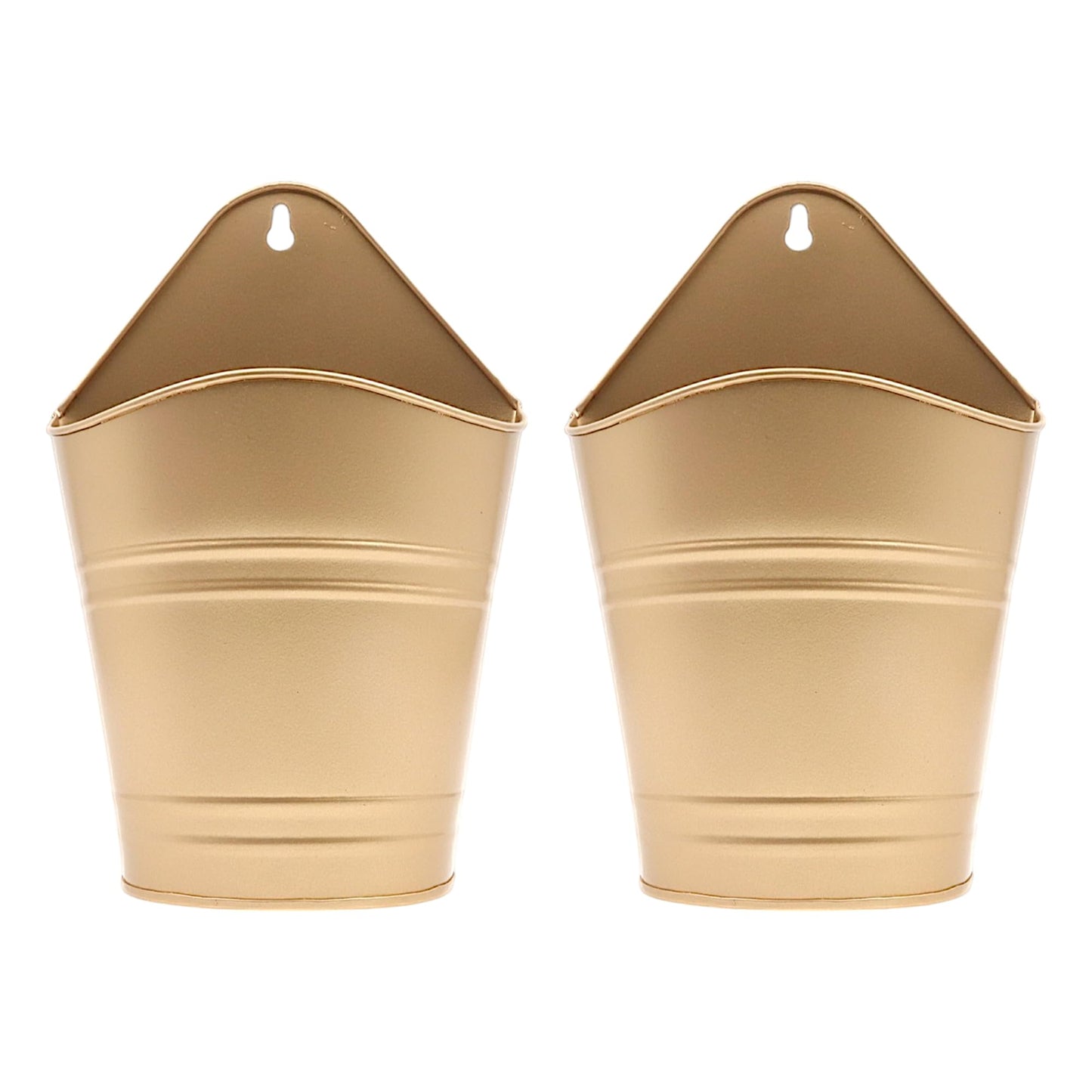 Hosley Set of 2 Gold Wall Planter with PVC Linner 6.25" L x 4" W x 10" H, Ideal Gift for Floral Arrangements Wedding Home Office Party DIY Indoor Outdoor Garden Patio
