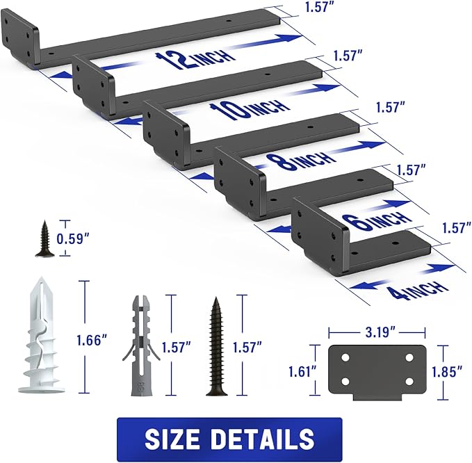 Goovilla Shelf Bracket, Heavy Duty Floating Shelf Brackets 6 inch Long