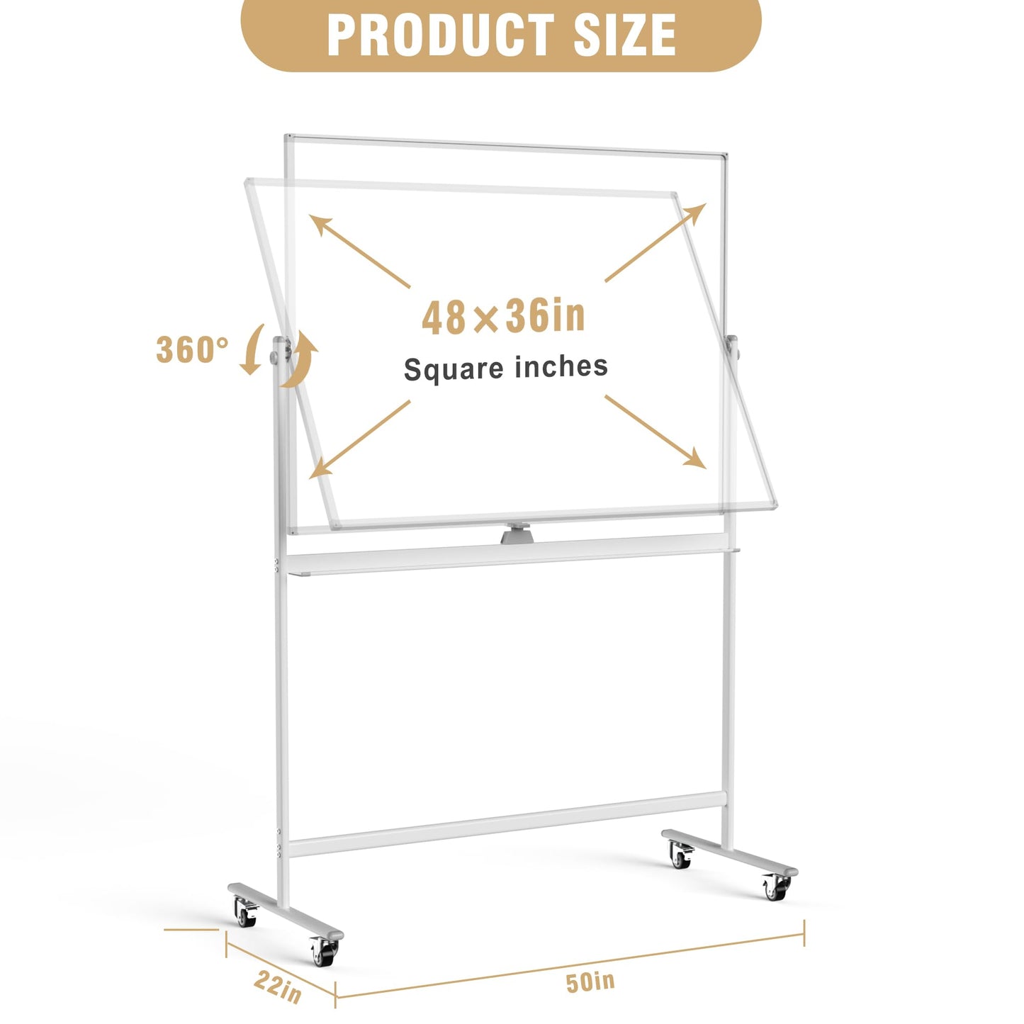 Rolling Whiteboard/w Height Adjustable, Mifuro 24 X 36 Large Portable Dry Erase Board with Stand and Wheels for Office,Classroom &School, White