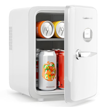 Skincare Fridge With Dimmable LED Light Mirror, 4L Mini Fridge For Desktop, Travel or Cool & Heat, Makeup Fridge for Cosmetics, Skin Care and Food, Green