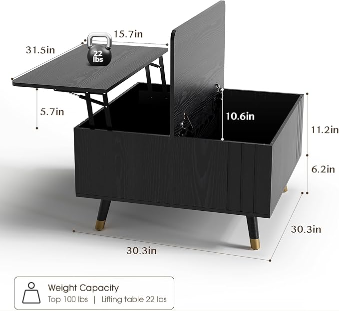 SULIVES Lift Top Coffee Table