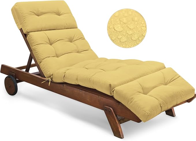 Outdoor Chaise Lounge Chair Cushion 74.4 x 22 x 4.7 Inches Memory Foam Lounge