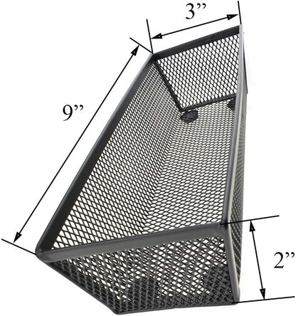 HAHIYO Stackable Mesh Tray Cup 9 x 3 x 2 inches Sturdy Container for Desk Drawer Organizer Collection for Home Office School kitchen Soft Foam Feet No Sharp Edges 2 Pack Black