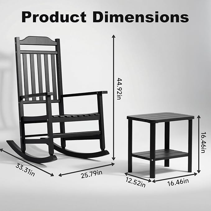 3 Piece Outdoor Rocking Bistro Set, Rocking Chairs Outdoor Furniture, Resin