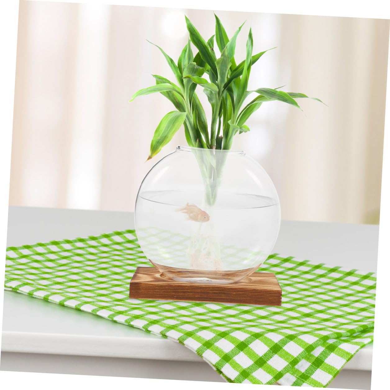 HOLIDYOYO 2pcs Hydroponic Glass Vases with Wooden Bases for Plant Propagation, Retro Terrarium Station for Home Office Desk and Balcony Plant Growing