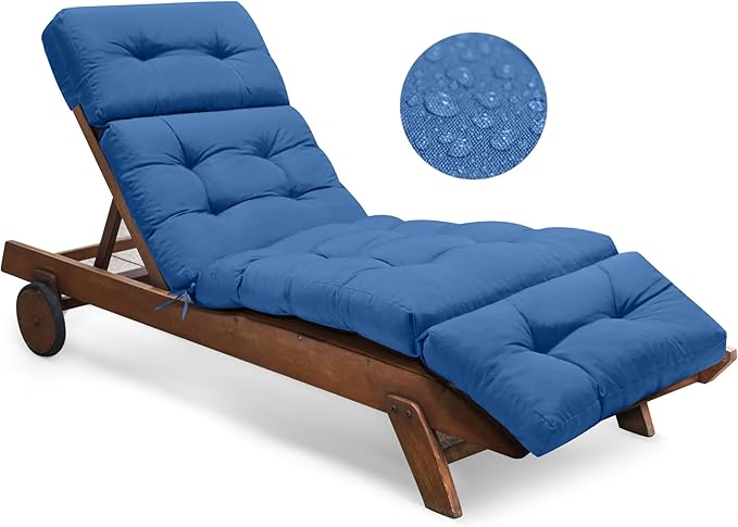 Outdoor Chaise Lounge Chair Cushion Waterproof 74.4 x 22 x 4.7 Inches Lounge