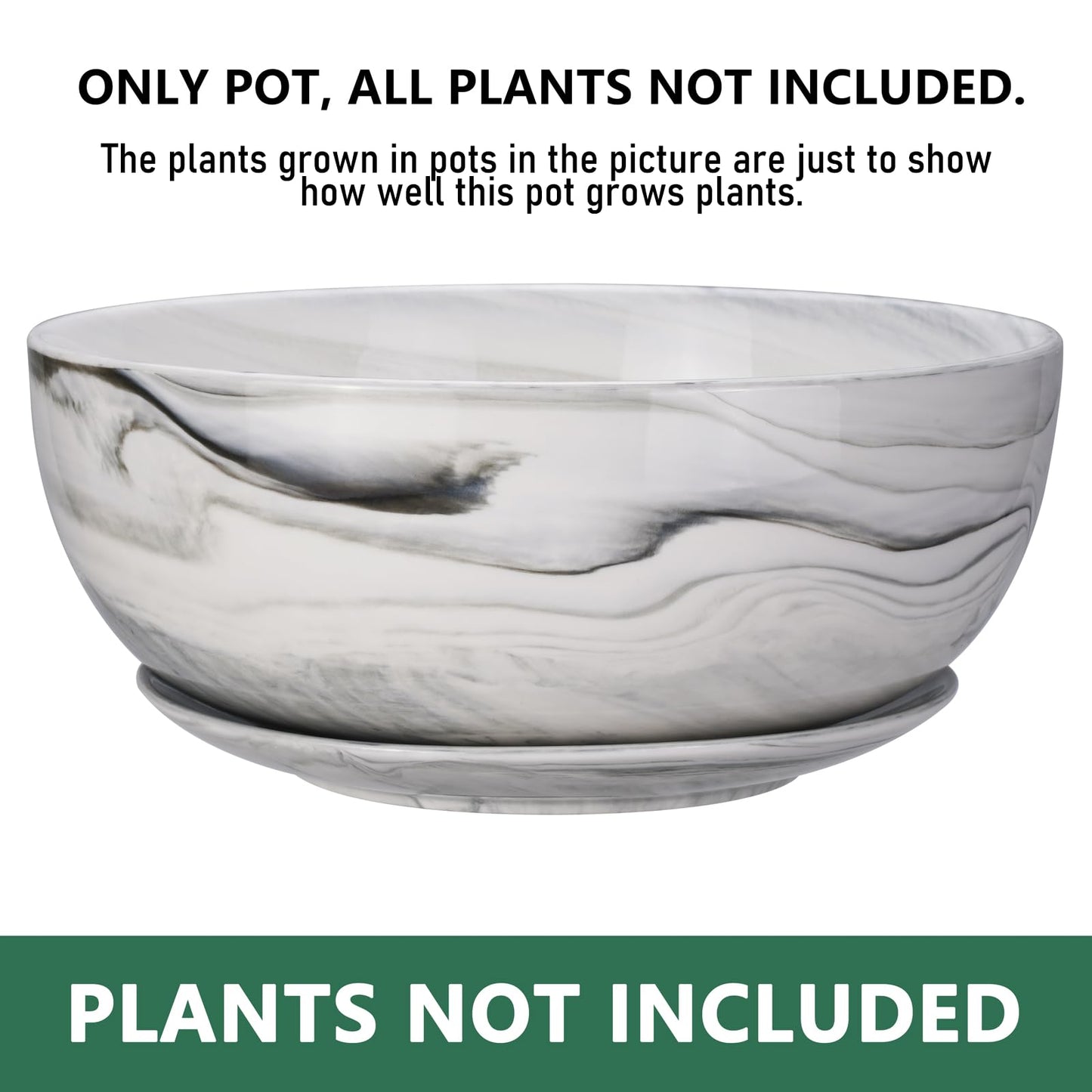 G EPGardening 10Inch Large Planter Marble Pattern Ceramic Succulent Planter Big Plant Pot Succulents Container Flower Pot Indoor Outdoor Decor (Plants Not Included)