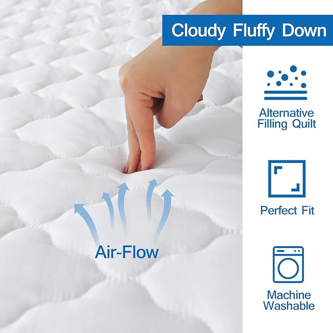 Twin Mattress Pad Waterproof Mattress Protector, Quilted Twin Size Mattress