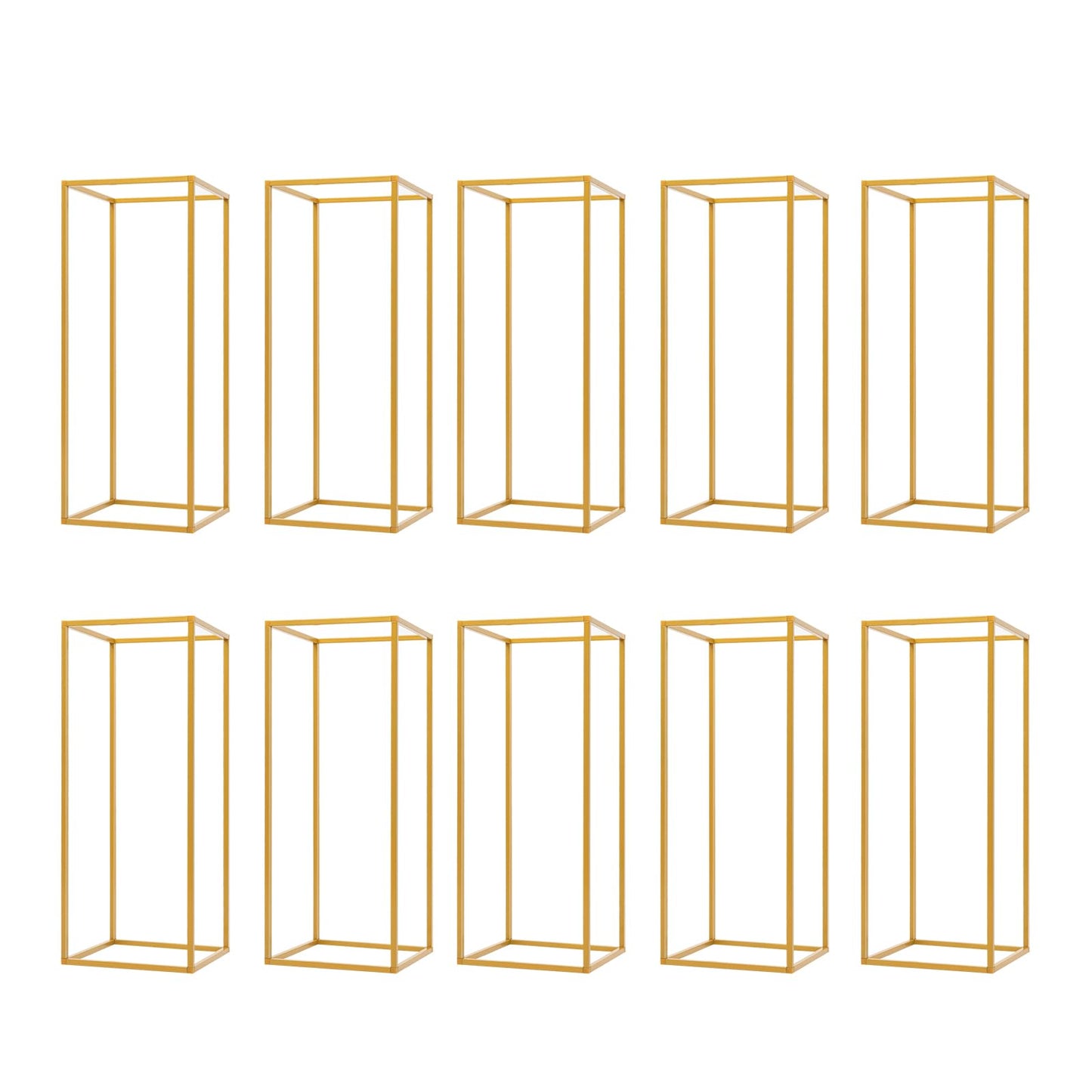 Kangten 10pcs Wedding Flower Stand Column - Geometric Metal Gold Centerpieces Vase for Tables - Rectangular Flower Display Rack for Valentine's Day Wedding Party Table Decoration Supply