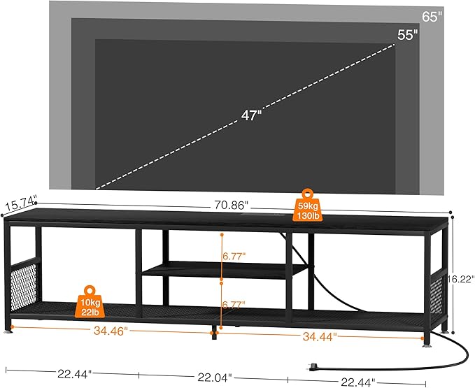 VECELO TV Stand with Power Outlets